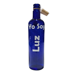 Botella de vidrio azul con sticker - "Yo soy" - comprar online