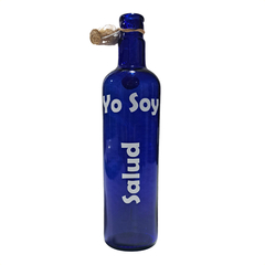Botella de vidrio azul con sticker - "Yo soy" - Comenzando a Despertar