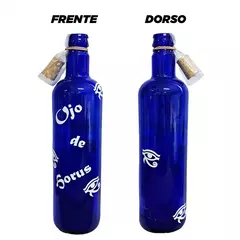 Botella De Vidrio Azul Con Corcho Agua Solar Varios Diseños - Comenzando a Despertar