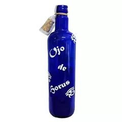 Botella De Vidrio Azul Con Corcho Agua Solar Varios Diseños en internet