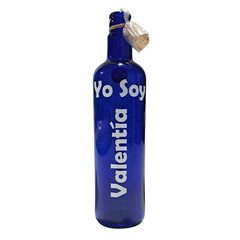 Imagen de Botella de vidrio azul con sticker - "Yo soy"