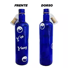 Botella De Vidrio Azul Con Corcho Agua Solar Varios Diseños - comprar online