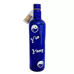 Botella De Vidrio Azul Con Corcho Agua Solar Varios Diseños