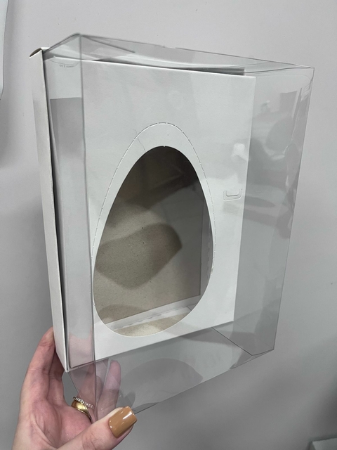 CAIXA PARA MEIO OVO 500GR ACETATO BRANCA 21,5x15,6x9CM PACOTE COM 10