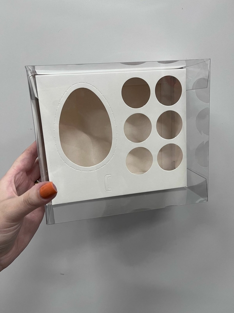 CAIXA PARA MEIO OVO DE COLHER 100GR+06 DOCES BRANCA PACOTE COM 10