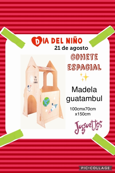 Cohete espacial de madera guatambul 100x70x150 - (016825)