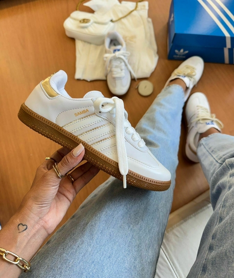 Adidas Samba Branco e Dourado - comprar online