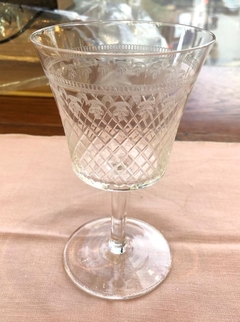Juego de 6 copas con botellón de cristal - Silvina Antiguedades