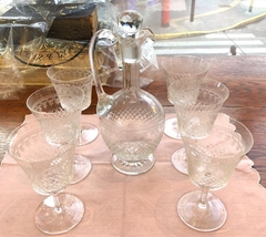 Juego de 6 copas con botellón de cristal