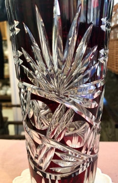 Florero de cristal checoslovaco borravino - tienda online