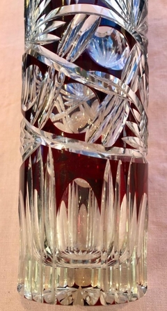Florero de cristal checoslovaco borravino - Silvina Antiguedades
