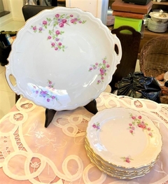 Juego de plato masitero con 6 platos de postre porcelana Bavaria Germany