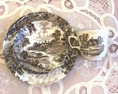 Trios de té Ridgway Ironstone England paisaje - Silvina Antiguedades