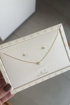 Conjunto mini coração zircônia banhado em ouro 18k - comprar online