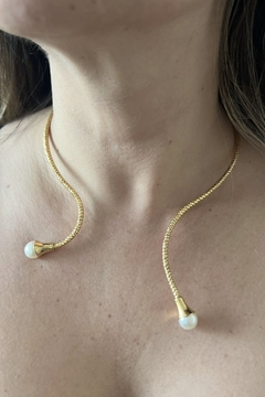 Choker aro gota pérola banhada a ouro 18k - comprar online