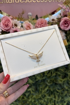 Cordão Espírito Santo cravejado banhado em ouro 18k - comprar online