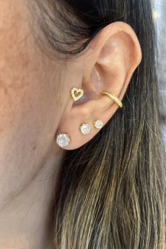 Trio ponto de luz redondo banhado em ouro 18k