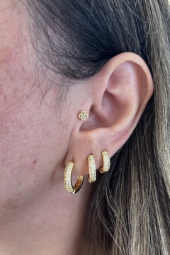 Trio argola zircônia banhado em ouro 18K