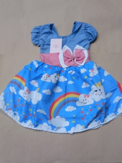 vestido infantil chuva de amor chuva de bençaos NUVENS Arco Iris