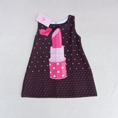 Vestido infantil Batom Maquiagem Trapézio