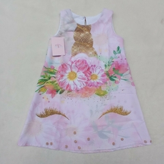 vestido unicornio trapezio rosa