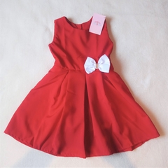 Vestido Floral Vermelho Regata branco com flores vermelhas - Hadassa Moda Infantil