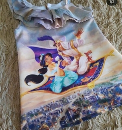 Vestido Princesa Jasmine com aladin de um ombro