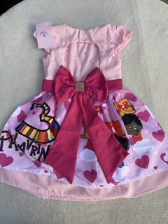 Vestido 3 palavrinhas Luxo Rosa Infantil Festa - Hadassa Moda Infantil