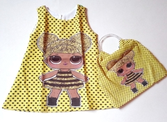 VESTIDO LOL QUEEN BEE COM BOLSA LOL BOLINHA