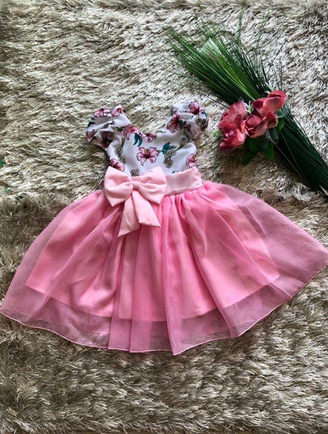 Vestido infanil de Festa Floral Rosa
