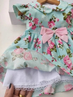 Vestido Floral verde e rosa bebe Infantil festa estampa flores - comprar online