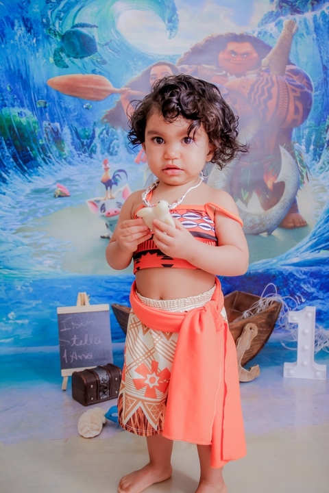 Fantasia Moana conjunto saia e top infantil festa - comprar online