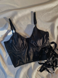 Bustier Satén Negro - tienda online