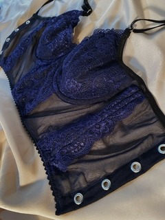 Bustier Puntilla y Microtul Azul