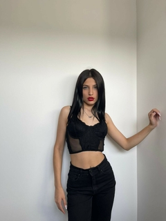 Imagen de Bustier Puntilla y Microtul Negro