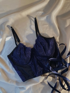 Imagen de Bustier Puntilla y Microtul Azul