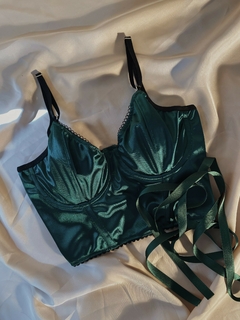 Bustier Satén Verde - comprar online