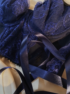 Bustier Puntilla y Microtul Azul - tienda online