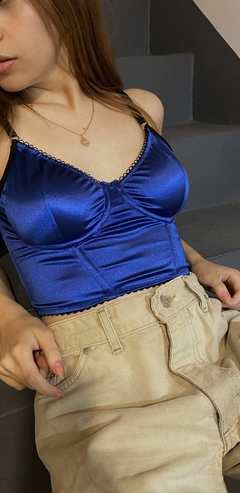 Bustier Satén Azul