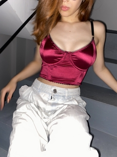 Bustier Satén Vino - YASSMIN LINGERIE