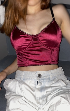 Bustier Satén Vino - comprar online