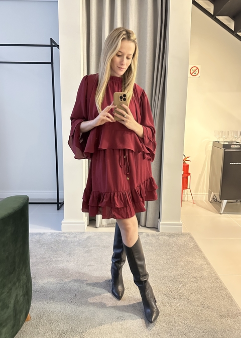 Vestido Maria Paula - Bordô