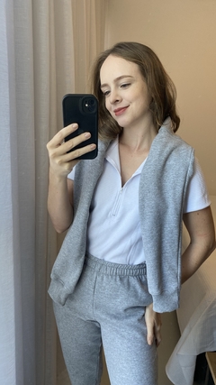 Blusa polo algodão texturizada