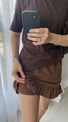 Shorts saia algodão texturizado - Mona Flor