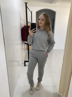 Calça de moletom peluciado cinza mescla - comprar online