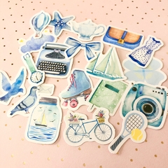 Saquinho de adesivos Blue things