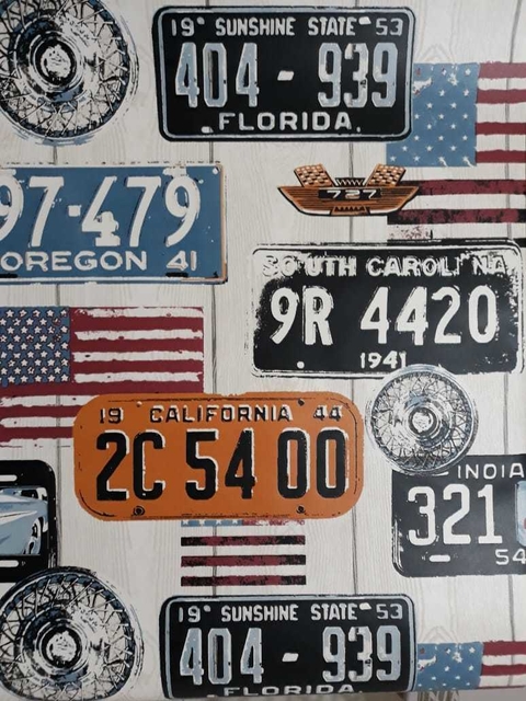 Papel de parede com placas EUA em diversas cores