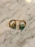 Aros Flor de Acero Dorado con Dije de Vidrio