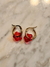 Aros Flor de Acero Dorado con Dije de Vidrio - tienda online