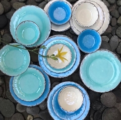 Set de platos Melamina Linea Antique 12 piezas Azul - Tienda Jampos